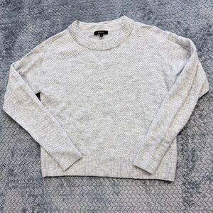 Quince Baby Alpaca-Wool Diamond Stitch Crewneck Sweater Light Grey Size Medium